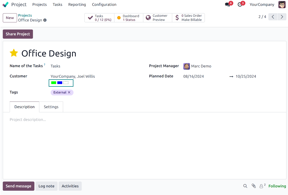 Odoo projects: color coding