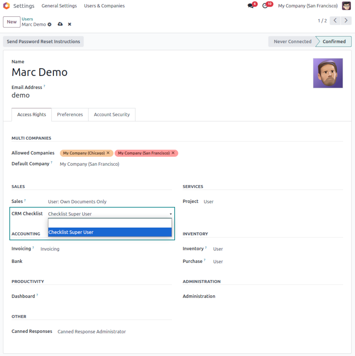 Opportunity checklist super user
