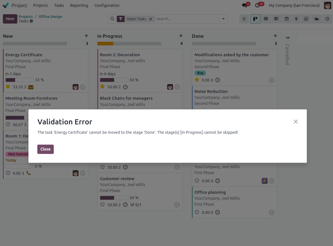 Tasks: no state skipping