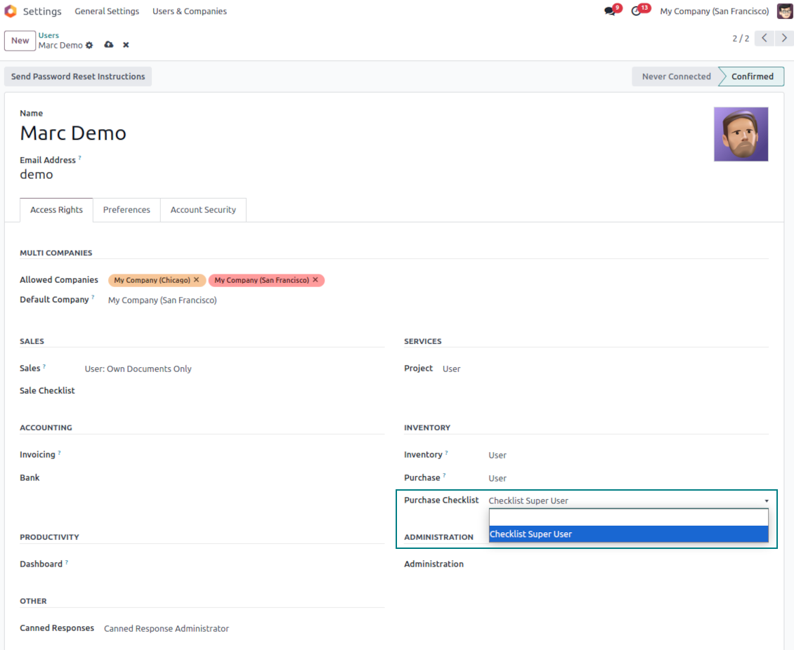 Purchase checklist super user