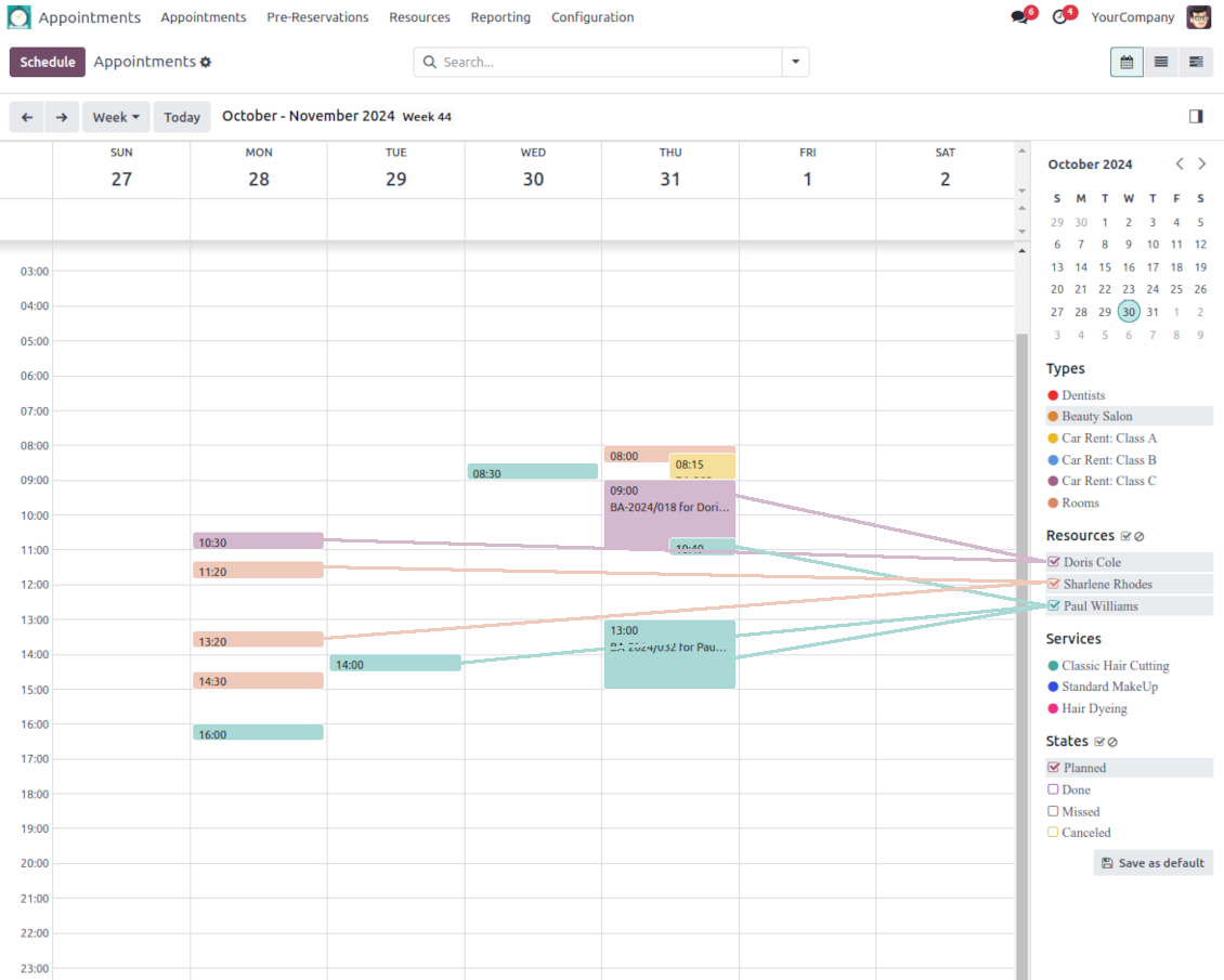 Appointment single view filters