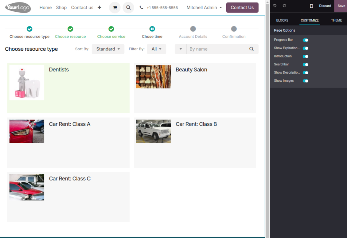 Hide/show elements for resource types