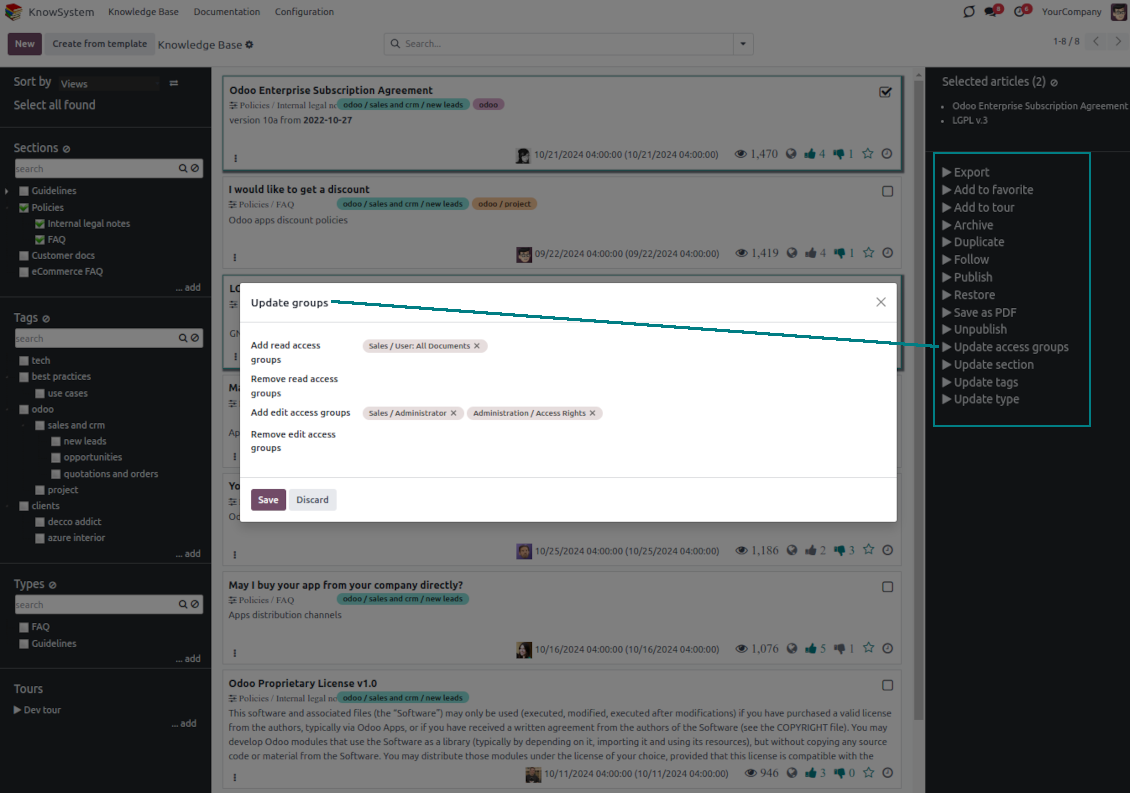 Update KMS articles in batch
