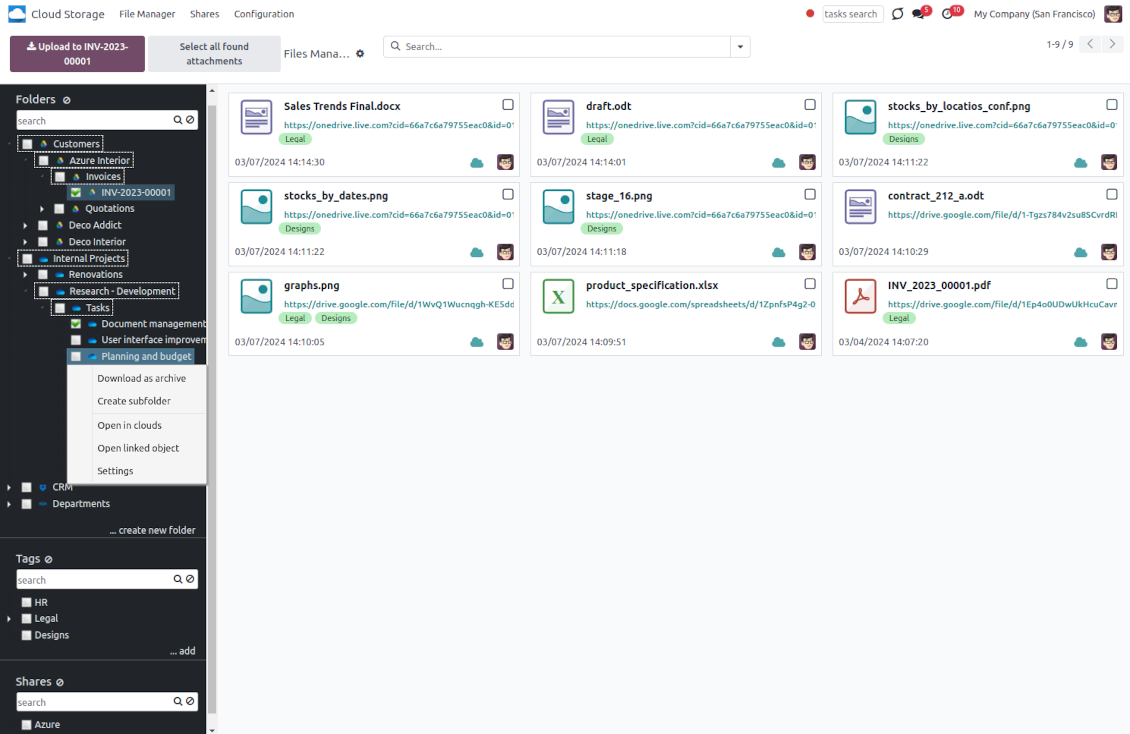 Odoo attachments: DMS