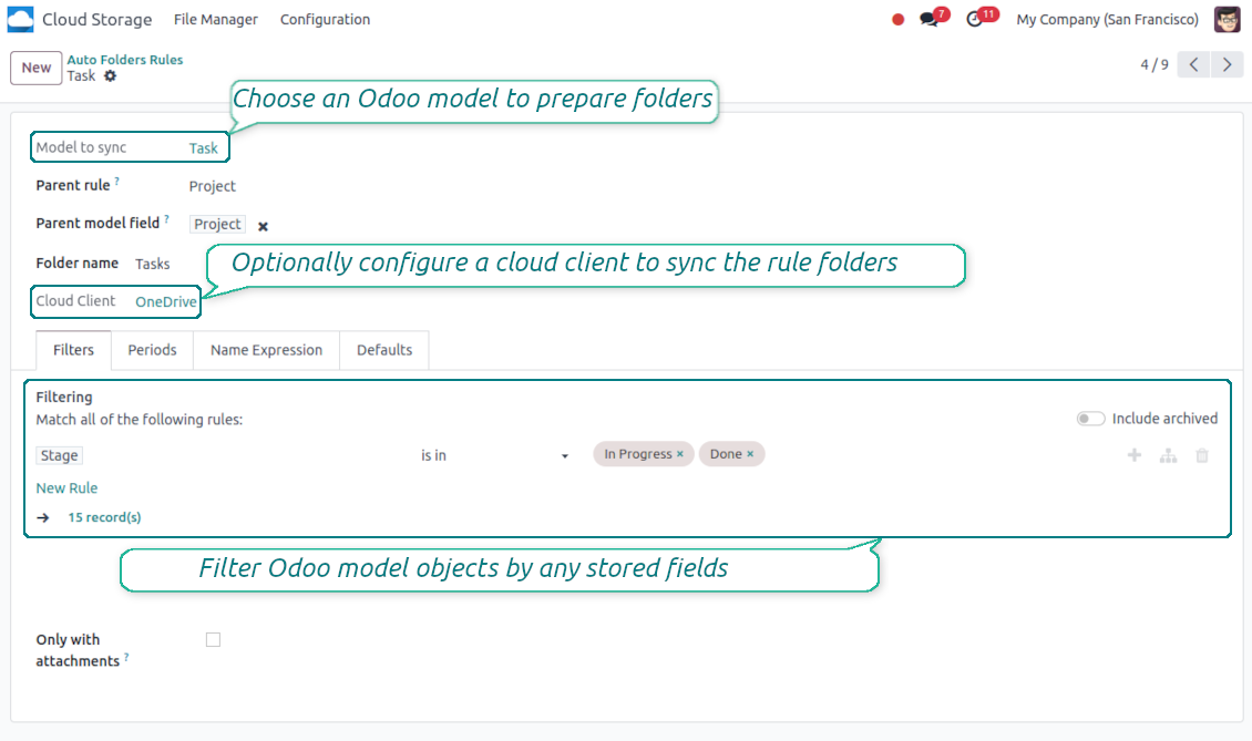 Configure to design folders based on Odoo objects