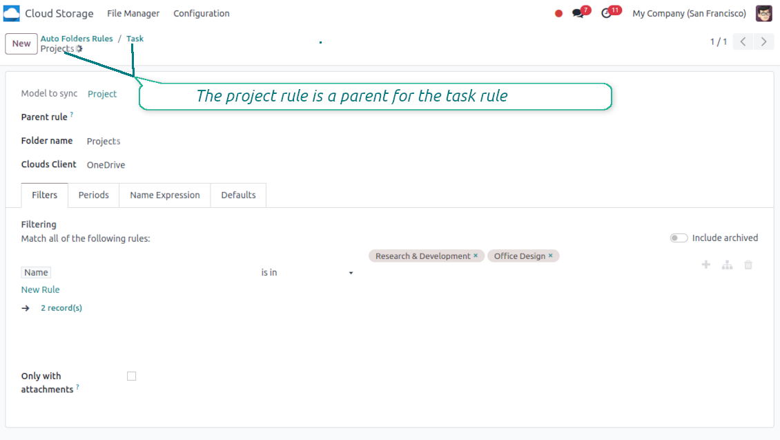 Parent rule form view