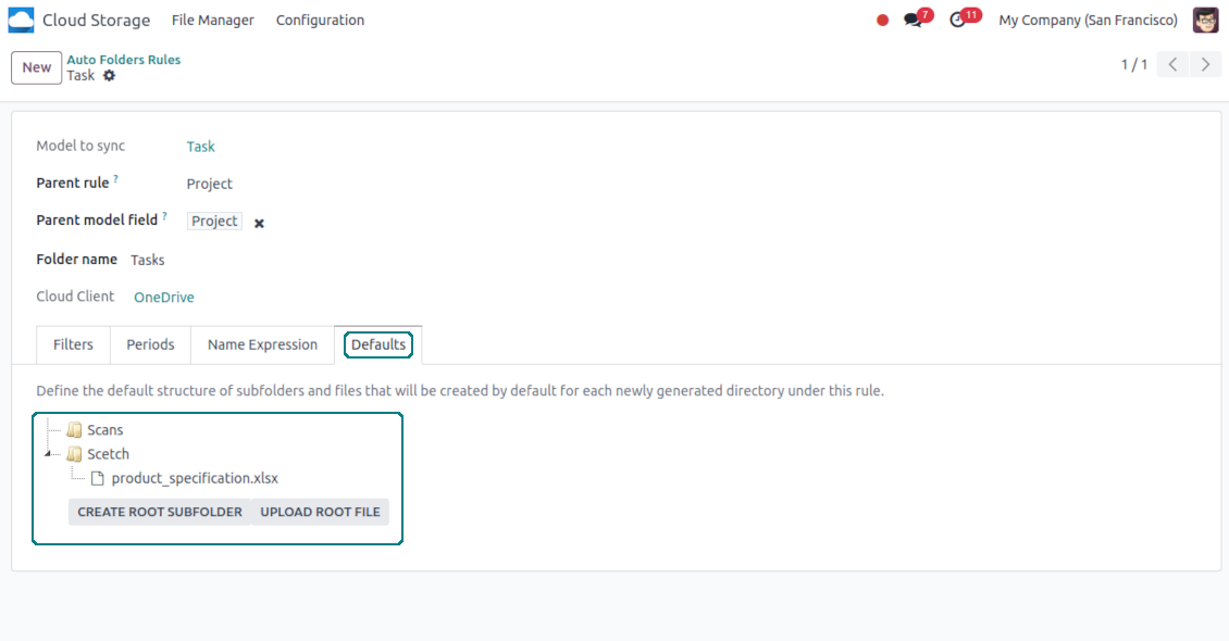 Automatic generation of subfolders' tree