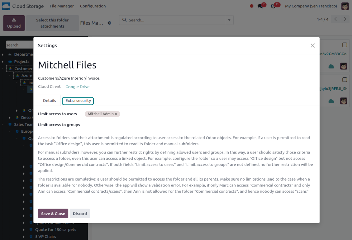 Folders security groups and users