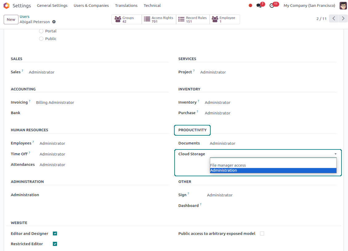 Odoo attachments: user access levels