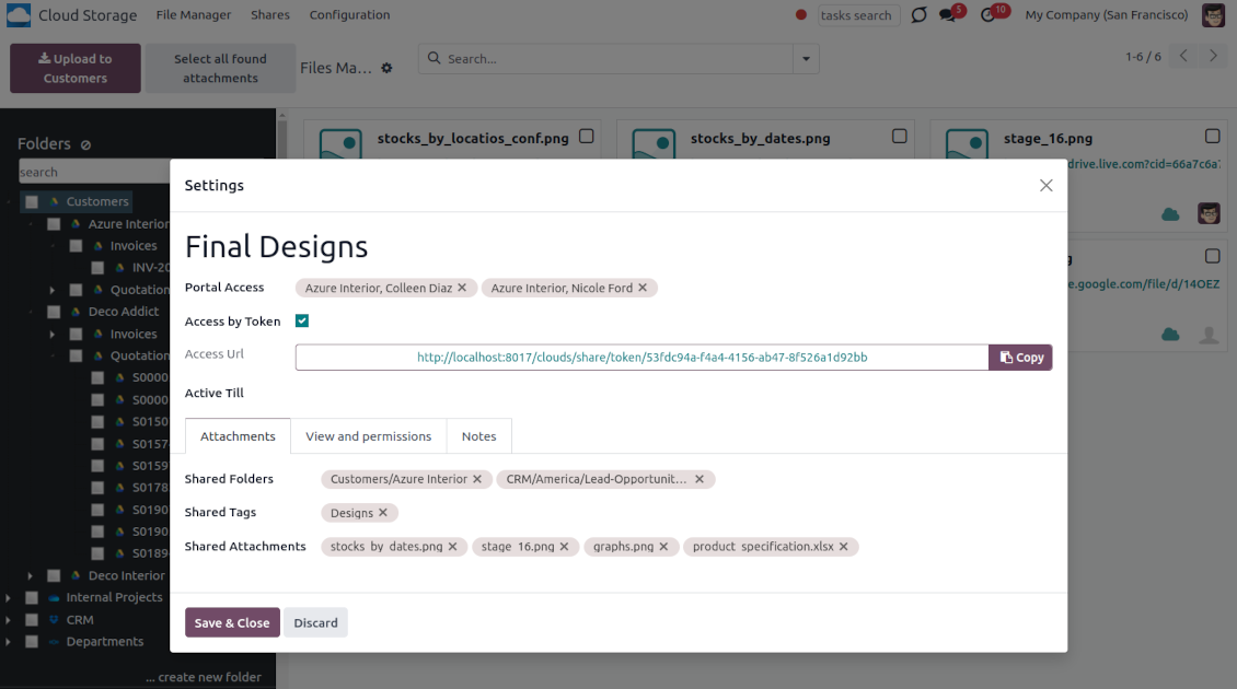 Odoo files and folders to share