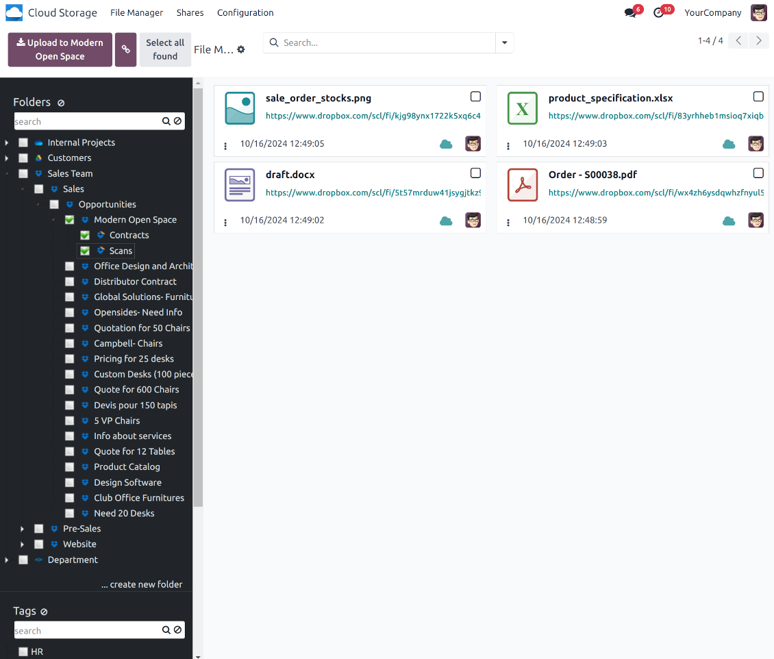 Synchronize Odoo folders with Dropbox