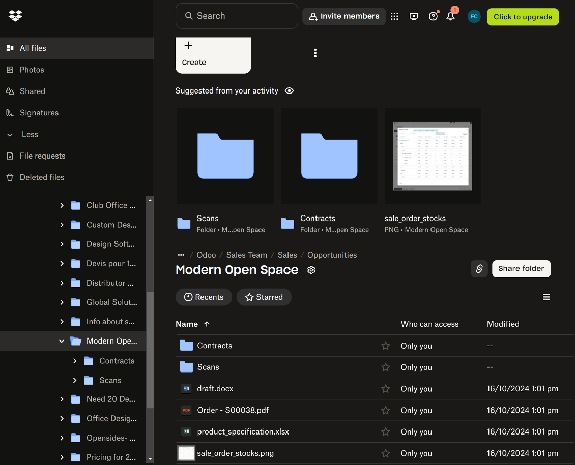 Document-related folder in Dropbox