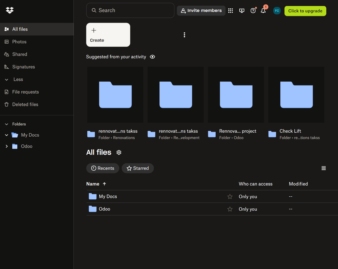 Odoo's root folder is in Dropbox