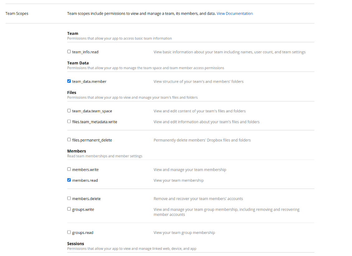 Odoo Dropbox app: business permissions
