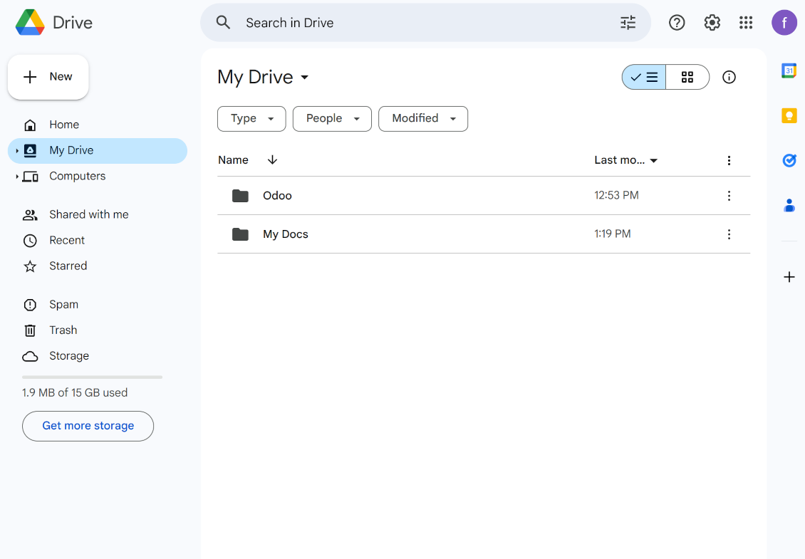 Odoo's root folder is in Google Drive