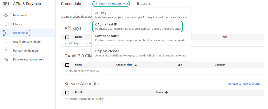 Creating Google app credentials