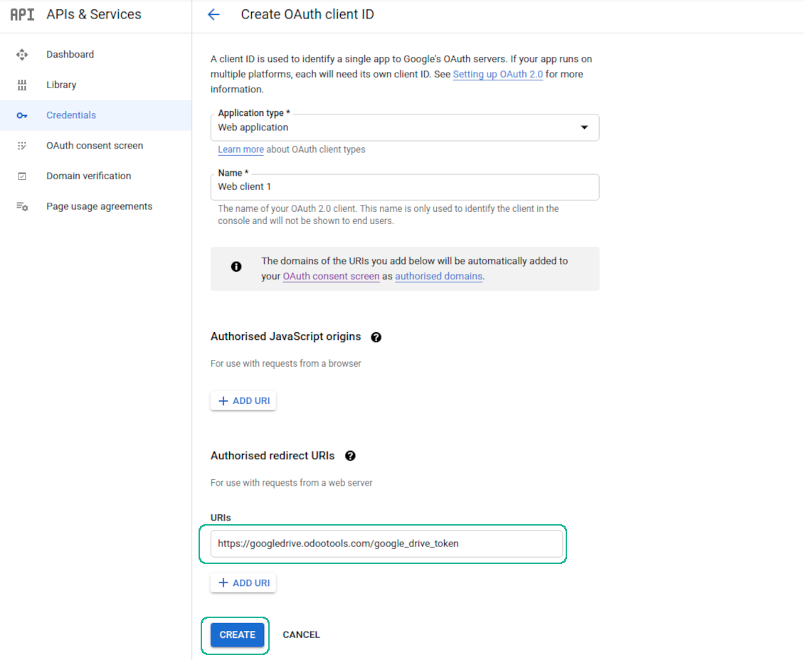 Google Drive app redirect URL