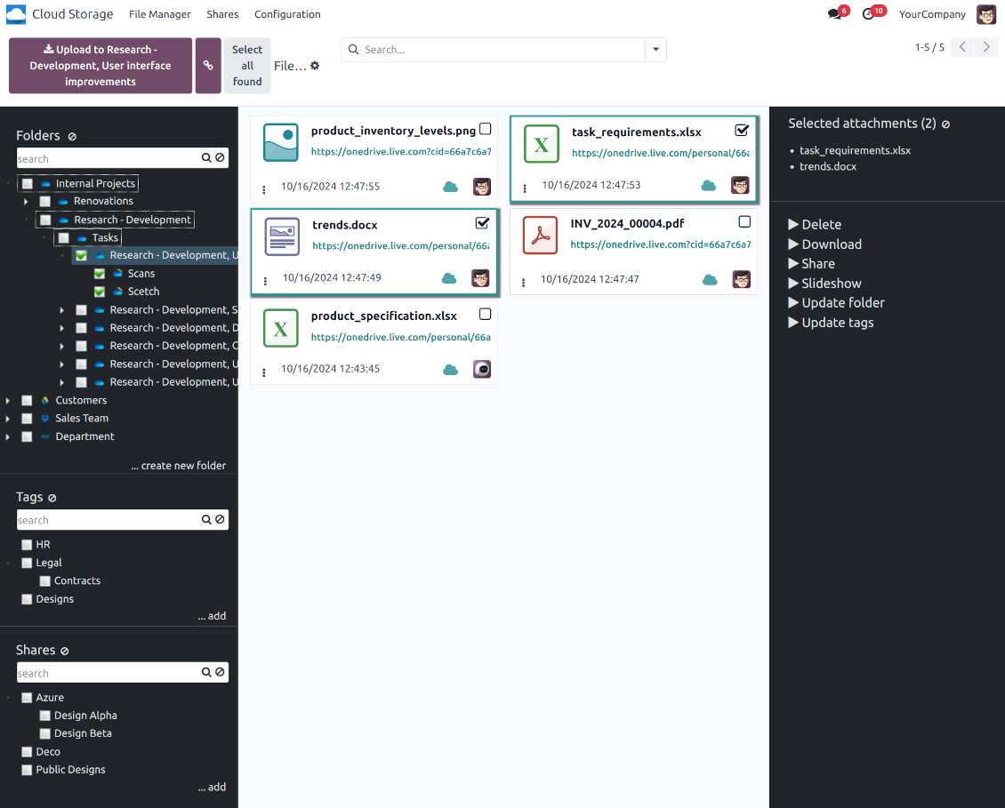 Synchronize Odoo folders with OneDrive/SharePoint