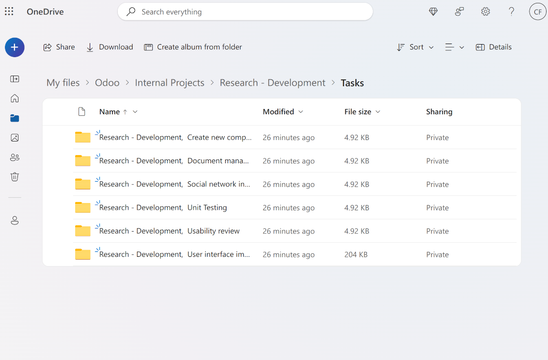 OneDrive/SharePoint subdirectories