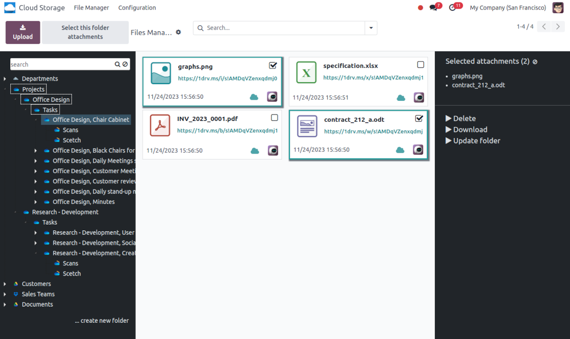 Synchronize Odoo folders with OneDrive/SharePoint