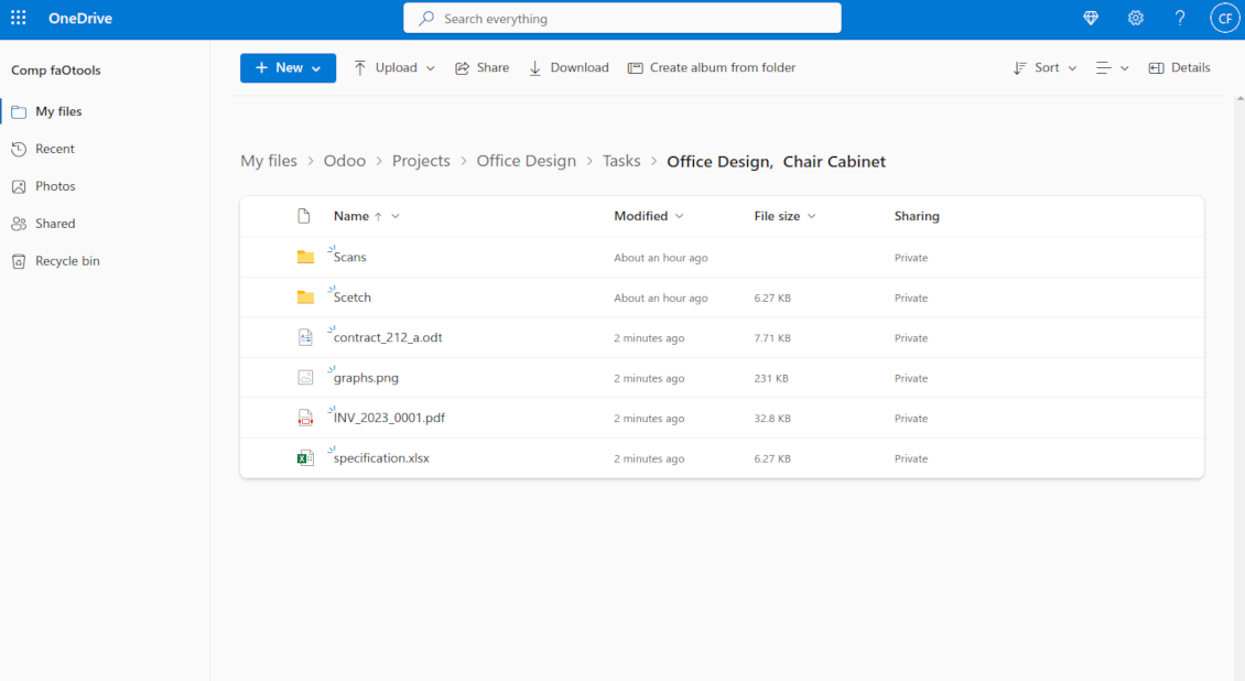 Document-related folder in OneDrive/SharePoint