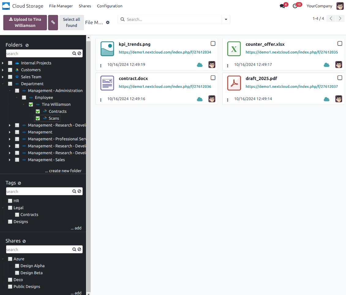 Synchronize Odoo folders with Nextcloud/ownCloud