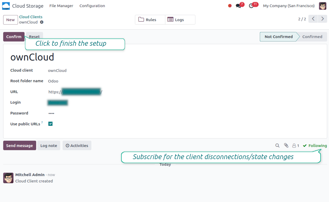 ownCloud/Nextcloud settings