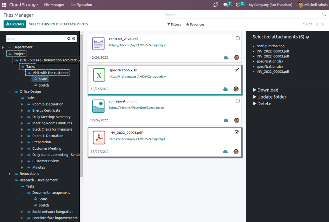 Synchronize Odoo folders with OneDrive/SharePoint