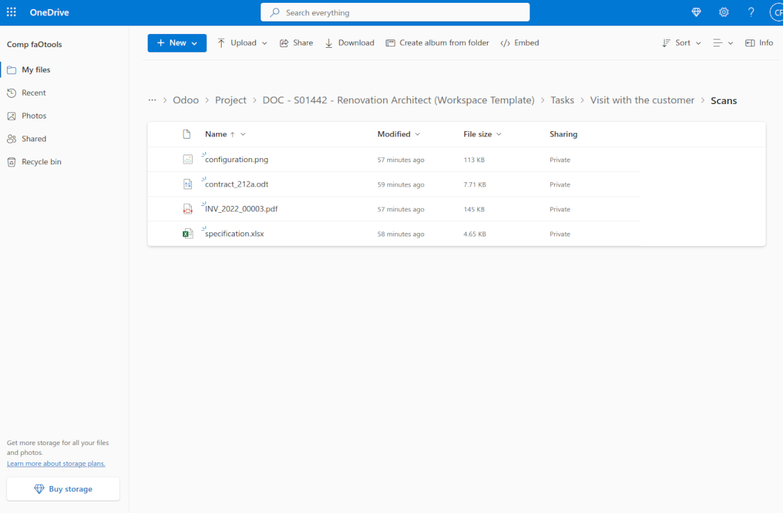 Document-related folder in OneDrive/SharePoint