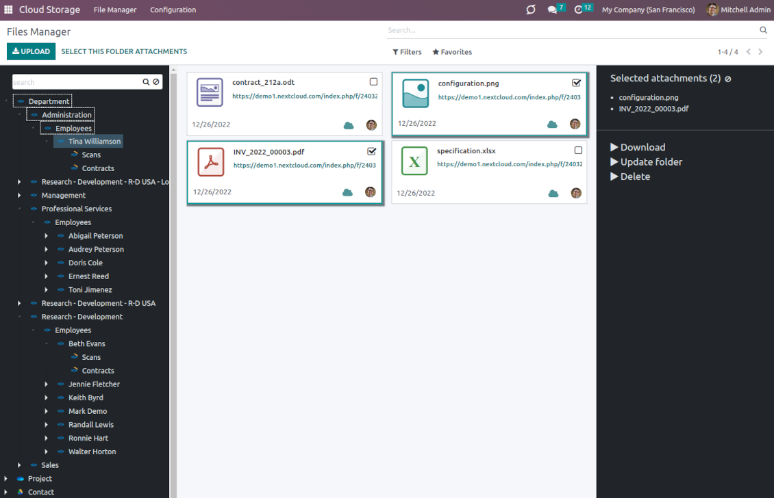 Synchronize Odoo folders with Nextcloud/ownCloud