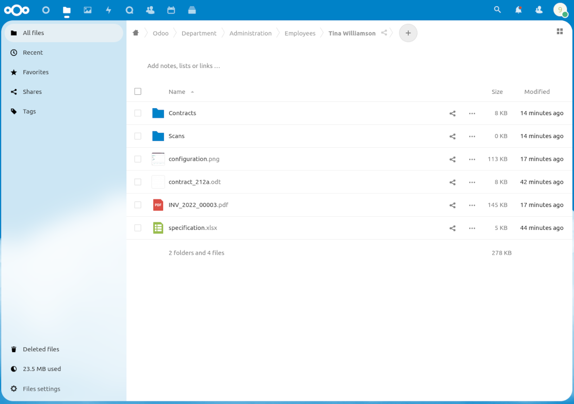 Document-related folder in ownCloud/Nextcloud