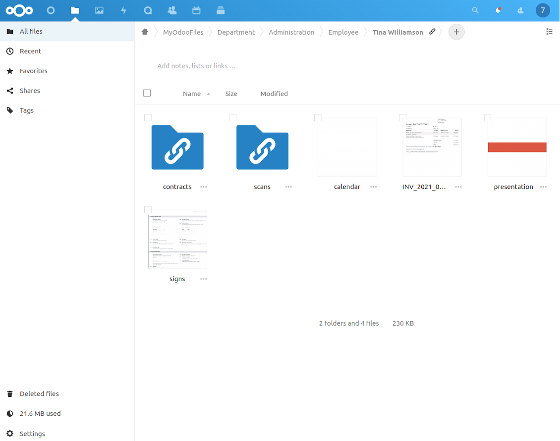 ownCloud / Nextcloud files from Odoo attachments