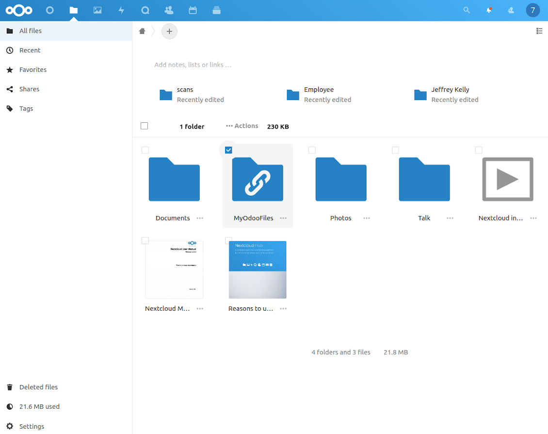 Odoo root folder in ownCloud / Nextcloud