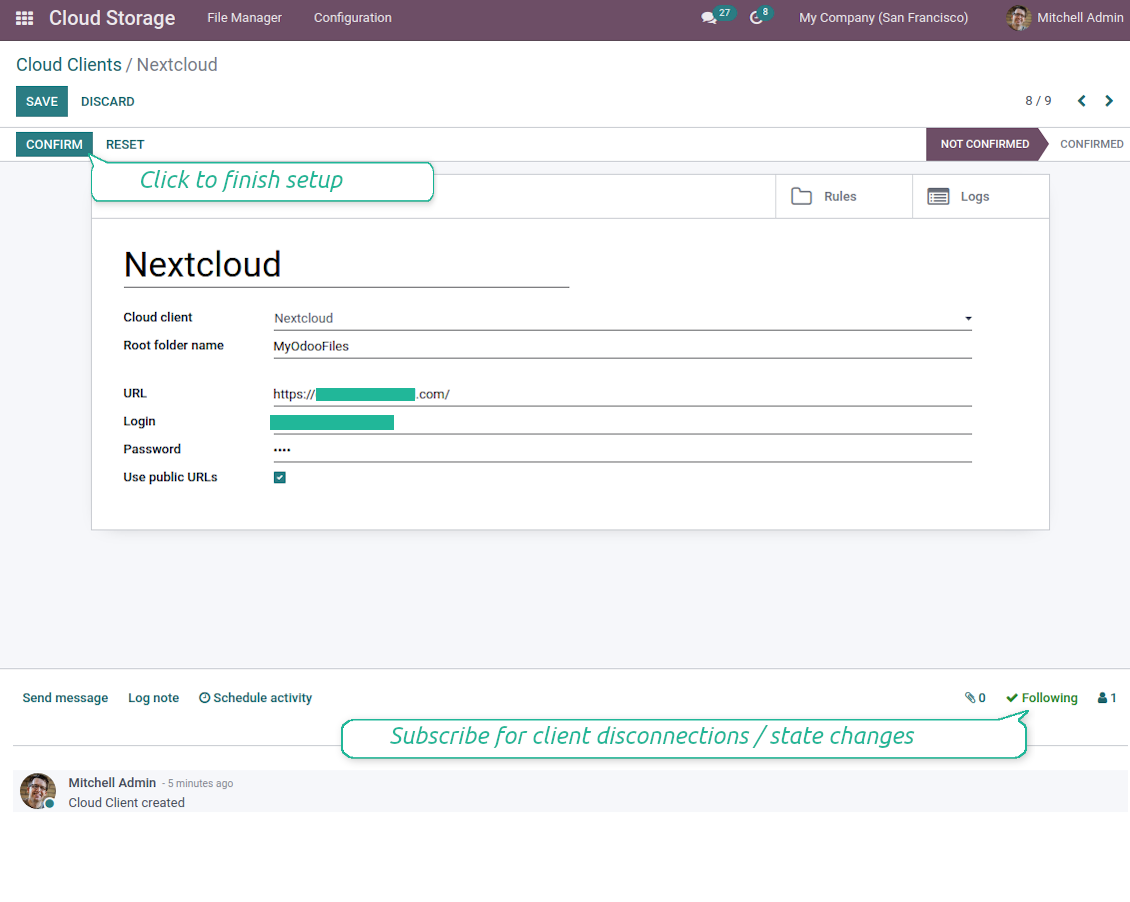 OwnCloud / NextCloud settings