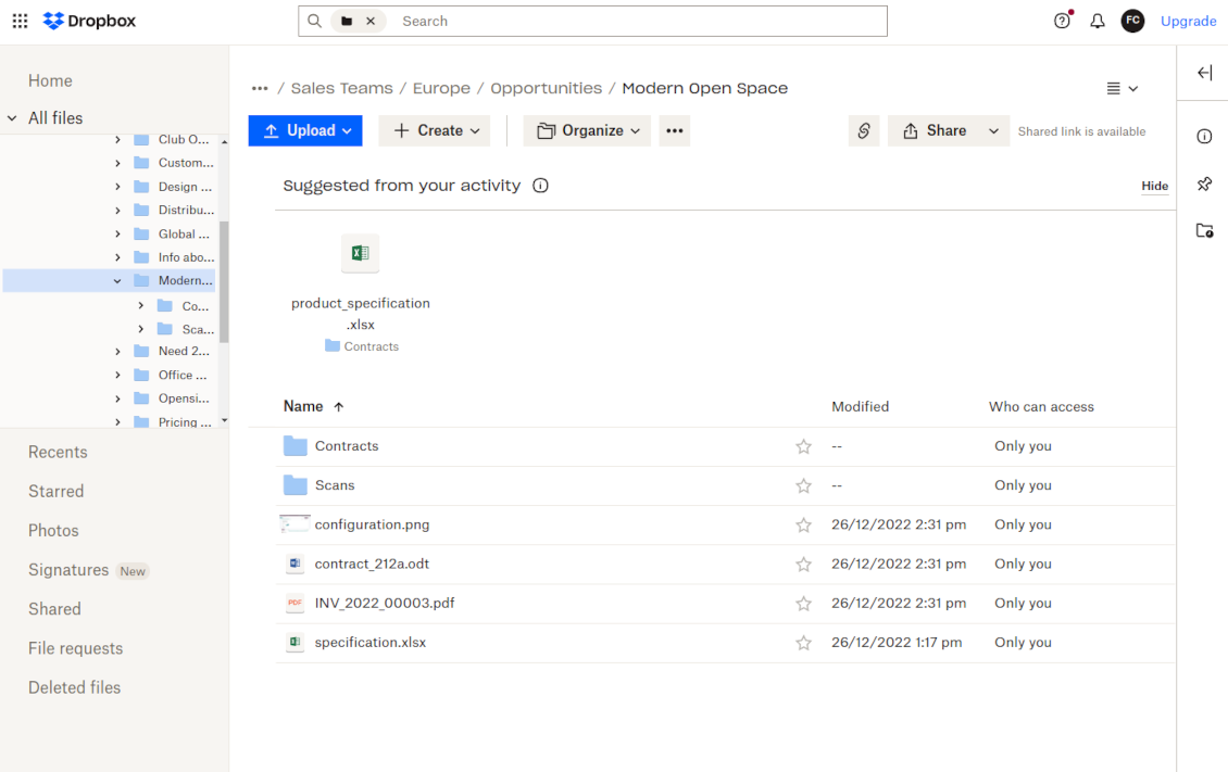 Document-related folder in Dropbox