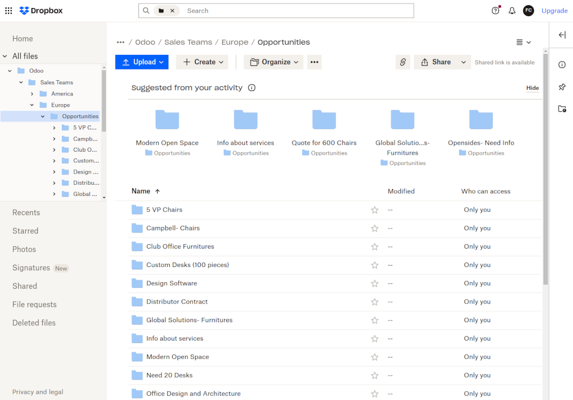 Dropbox subdirectories