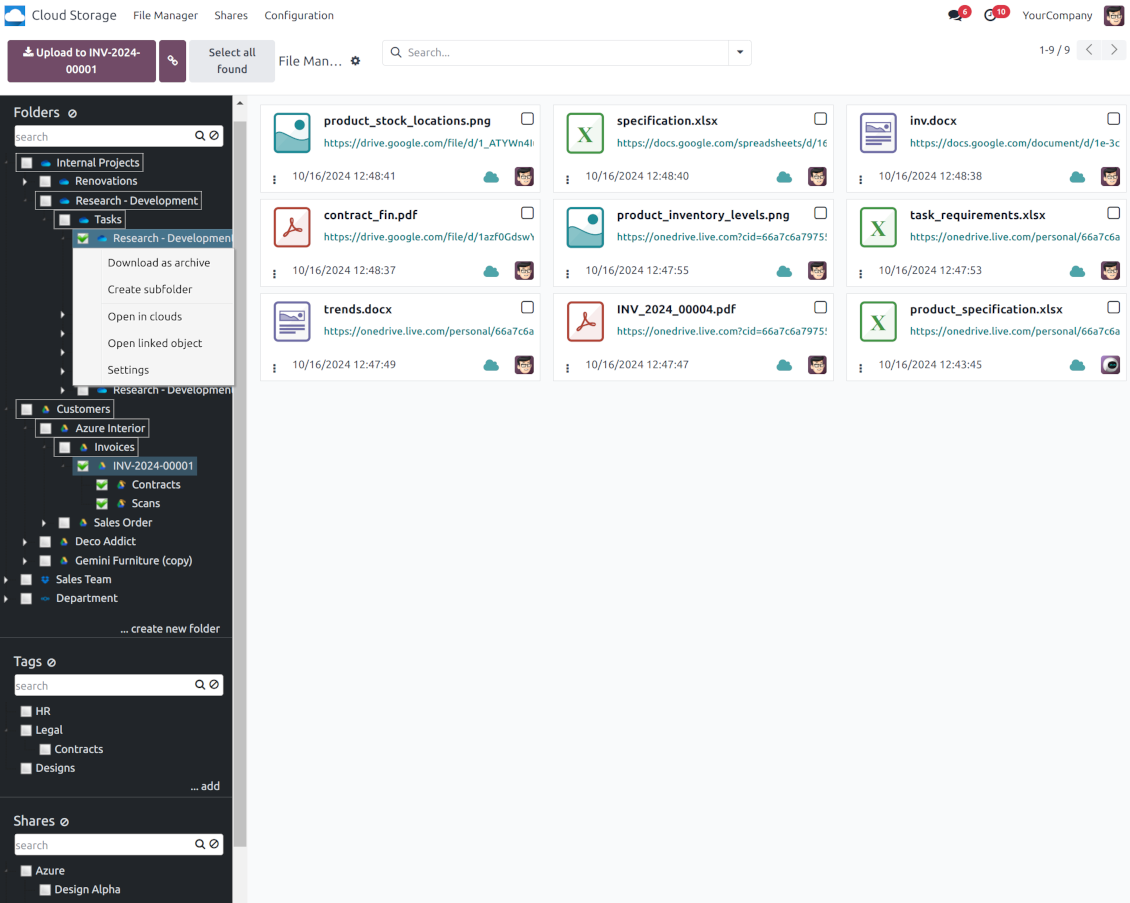 Odoo attachments: DMS