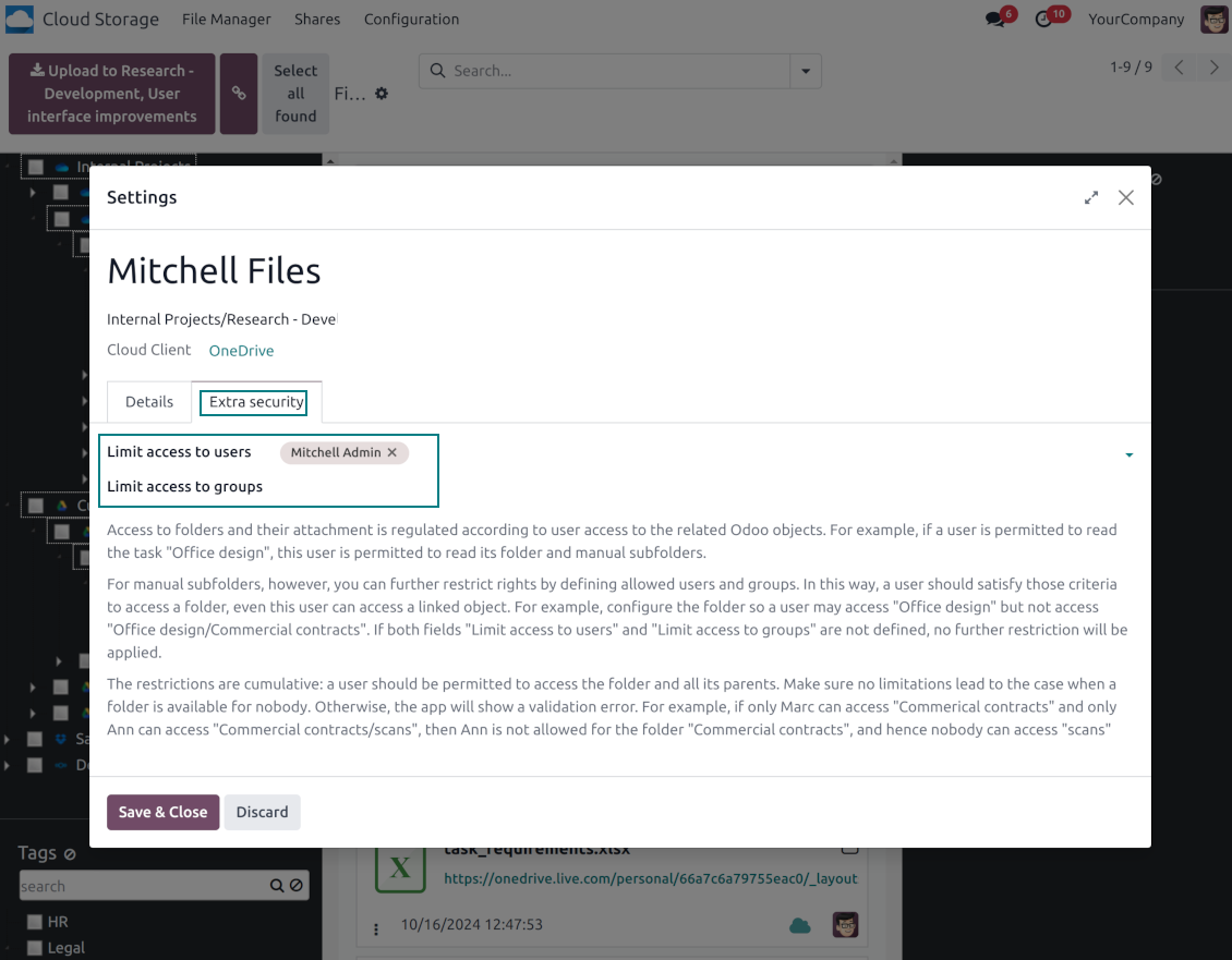 Folders security groups and users