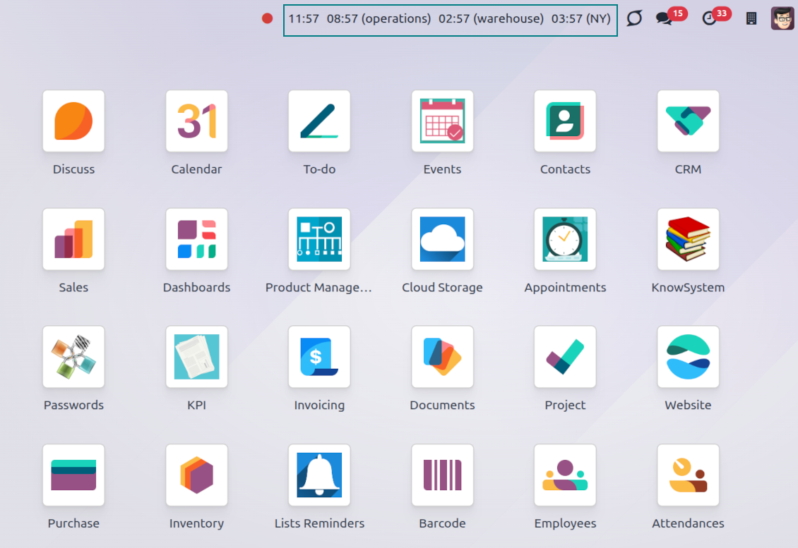 Clock in Odoo Backend
