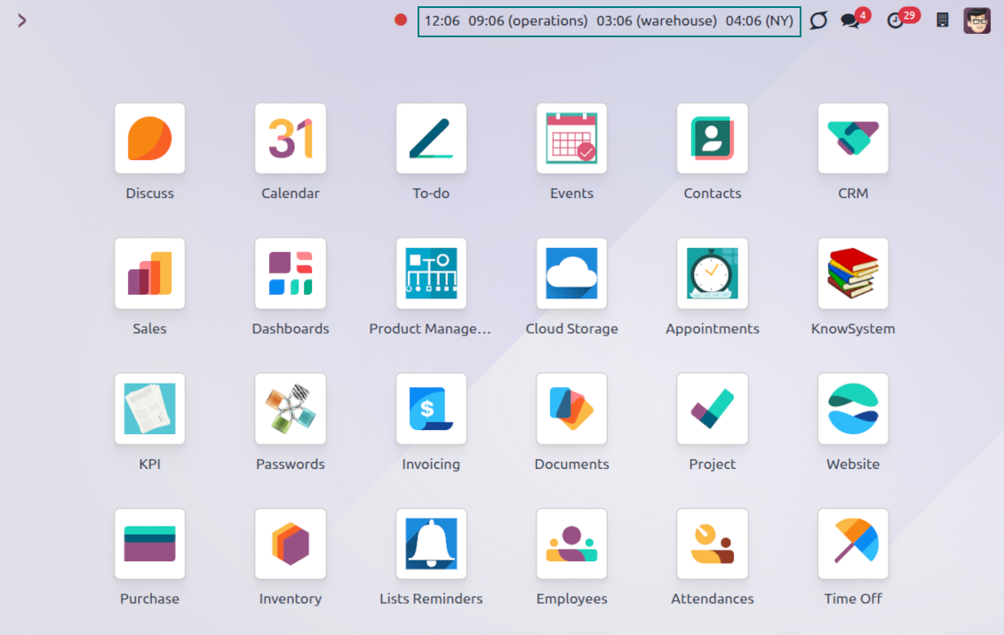 Clock in Odoo Backend