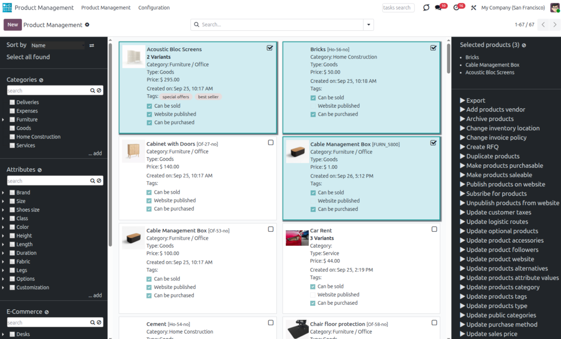 Product management interface overview