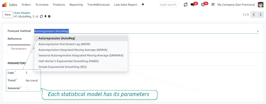Statsmodel settings