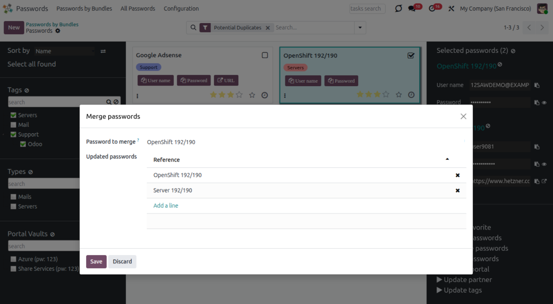 Passwords merging tool