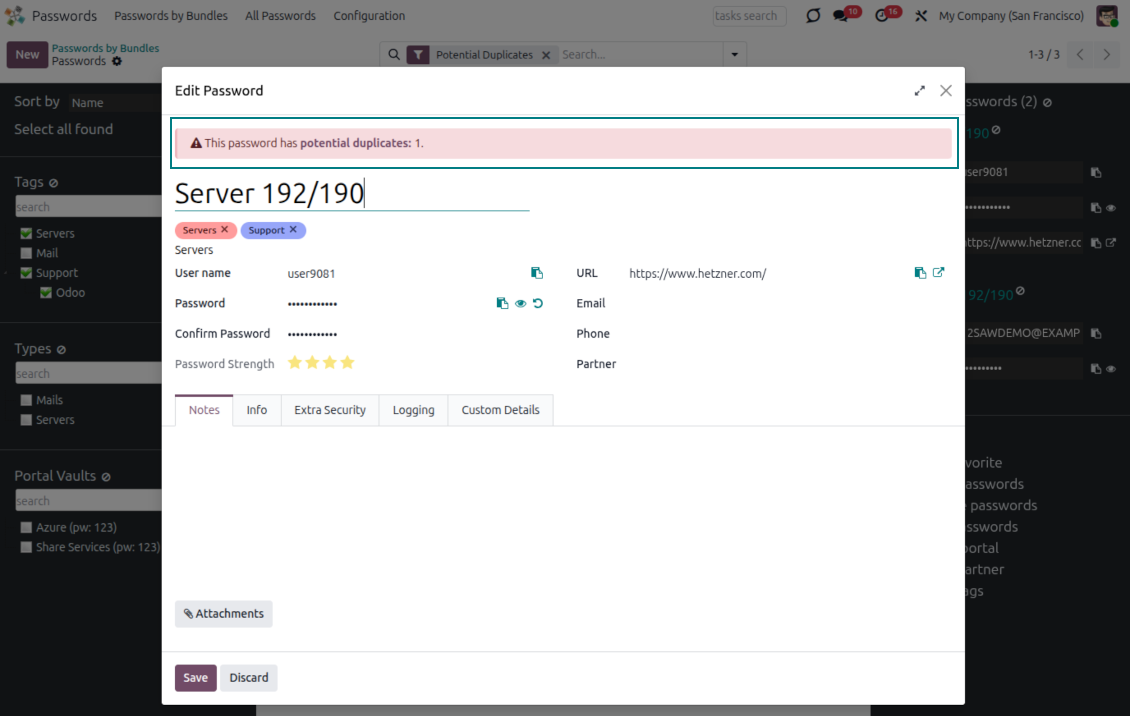 Copies detection while password registering