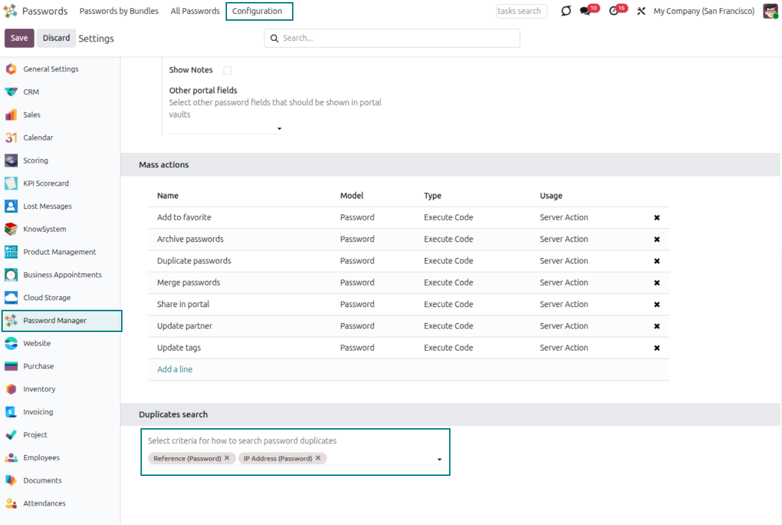 Odoo passwords duplicate fields