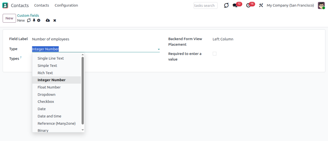 Field types for Odoo partners