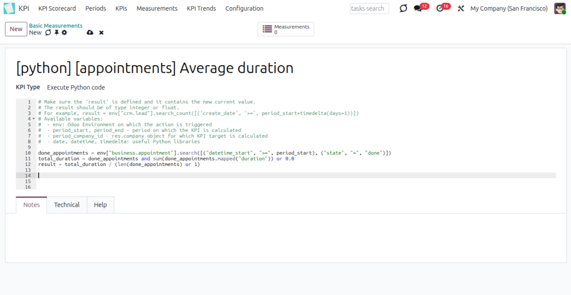 Python code basic measurement
