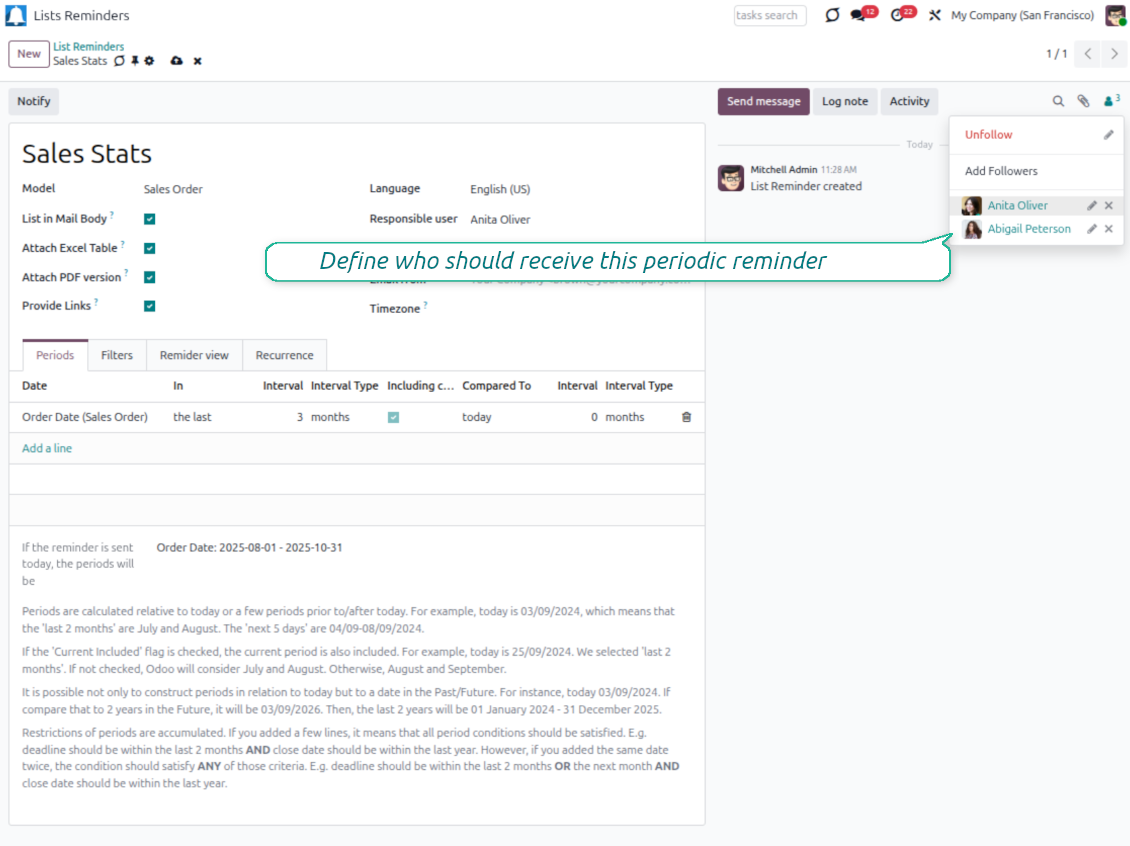 Odoo list followers