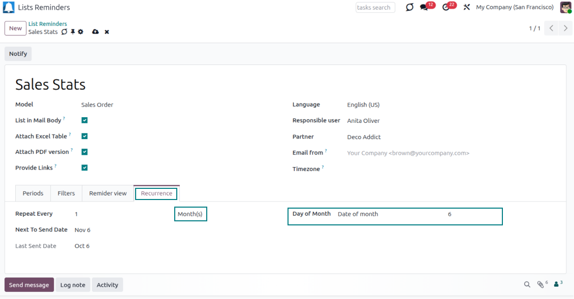 Odoo monthly report