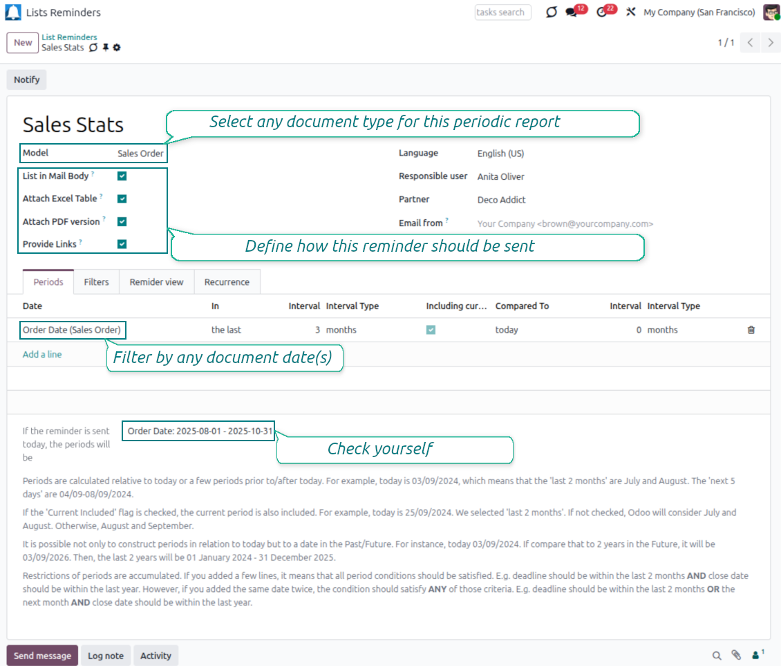 Odoo lists reminder relative periods